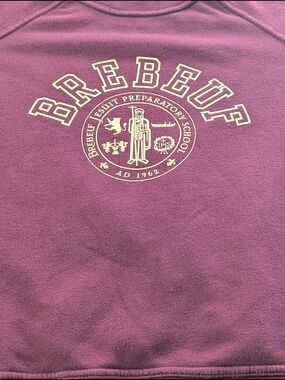 League Brand Brebeuf Jesuit Prep Sweatshirt Maroon Crewneck Graphic Pullover